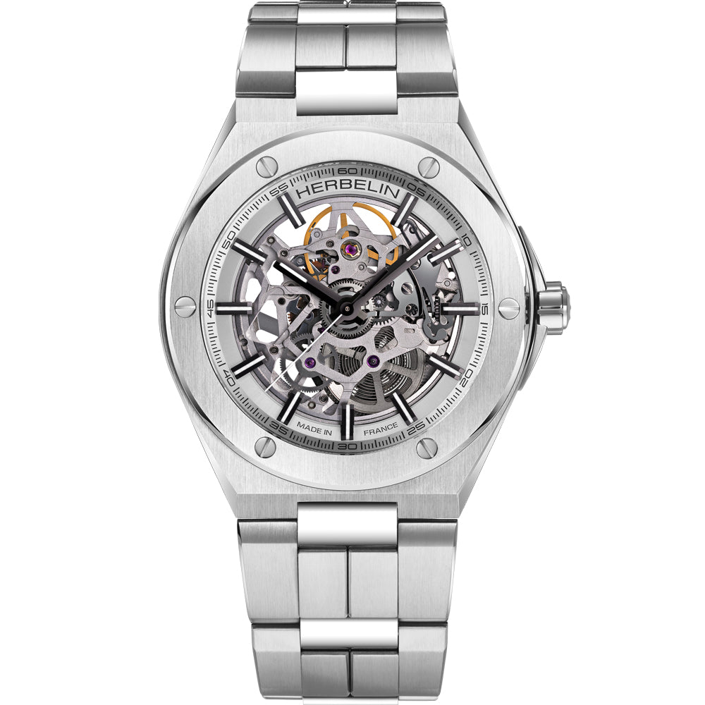 OROLOGIO HERBELIN CAP CAMARAT SKELETON AUTOMATIC 1845BSQ12-HERBELIN-Eldorado Jewels
