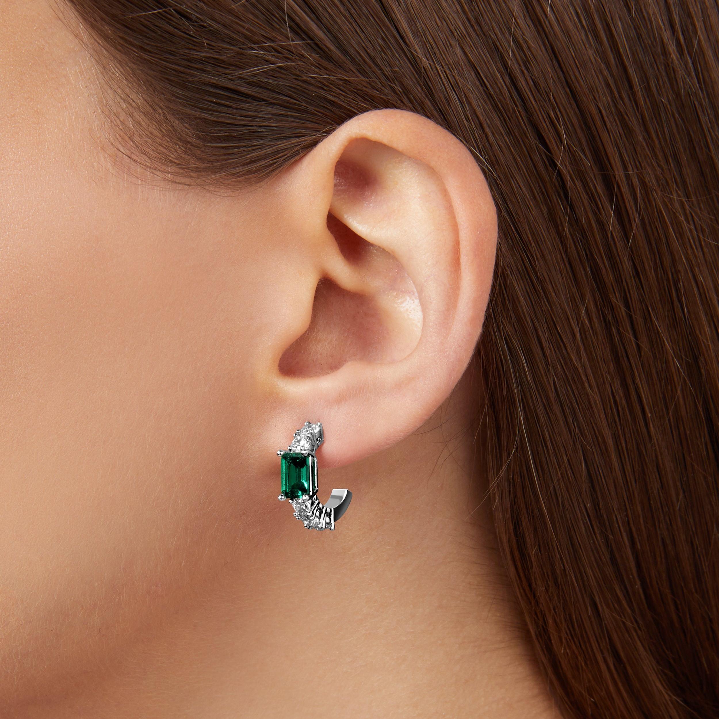Boucles D'oreilles Créoles Chiara Ferragni - Modèle J19AWJ15 Émeraude Petit - Argent - Neuves Avec étiquettes Et Boîte
