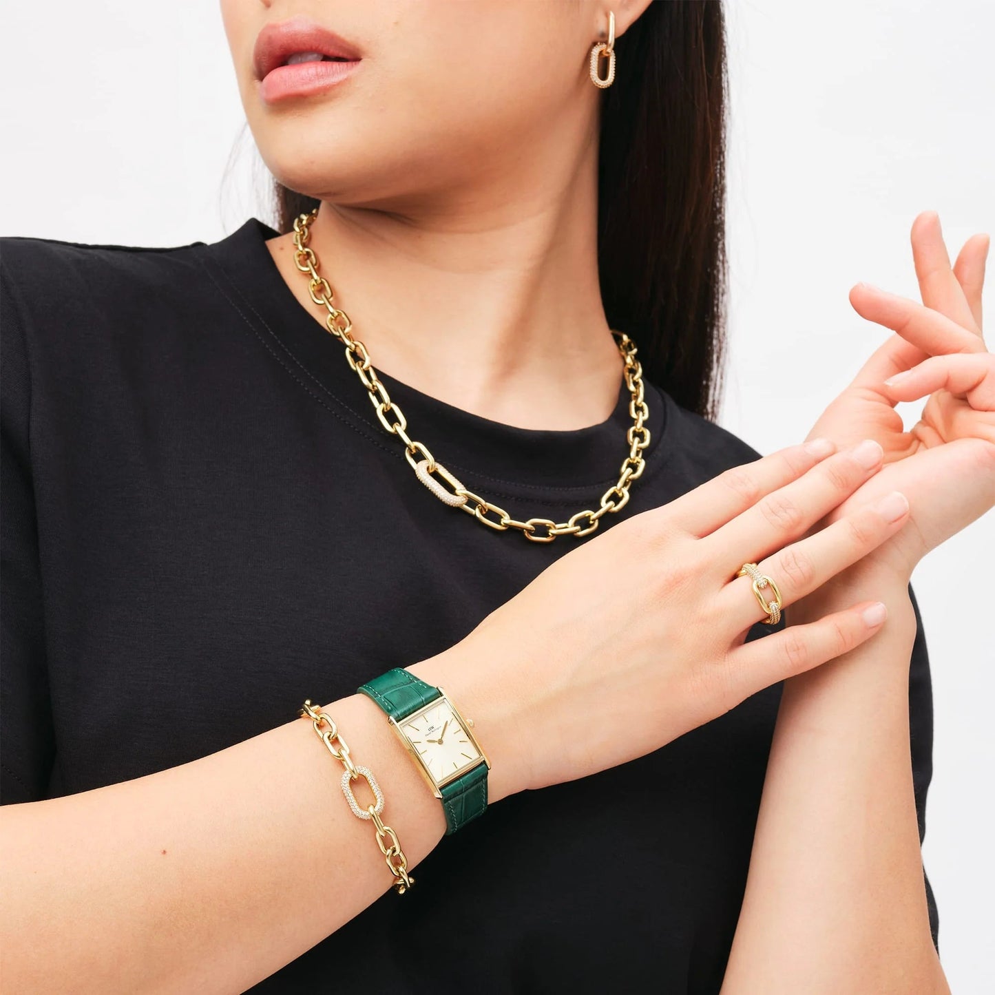 Orologio donna Daniel Wellington Bound Crocodile Champagne Sunray Gold