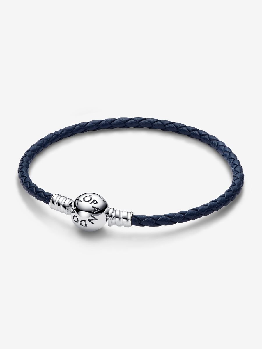 Pandora Bracciale Moments in Pelle Blu 592790C01