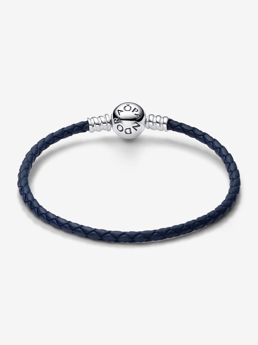 Pandora Bracciale Moments in Pelle Blu 592790C01