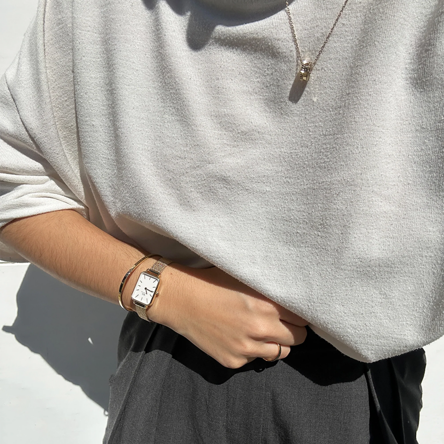 Orologio Daniel Wellington Quadro Pressed Evergold DW00100556-DANIEL WELLINGTON-Eldorado Jewels