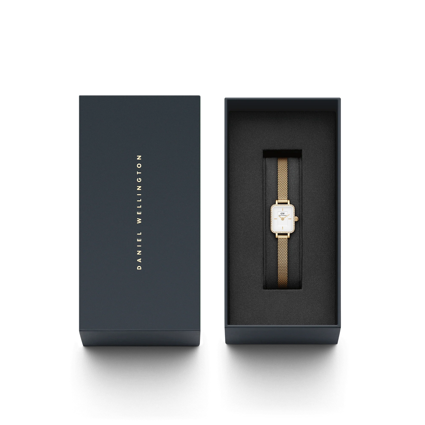 Orologio donna Daniel Wellington Quadro Mini Lumine Bezel Gold DW00100730-DANIEL WELLINGTON-Eldorado Jewels