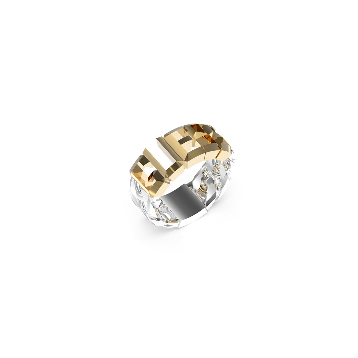 Anello Uomo Fascia Logo Guess Oro Giallo JUMR03206JWYGST64 (Misura 64)
