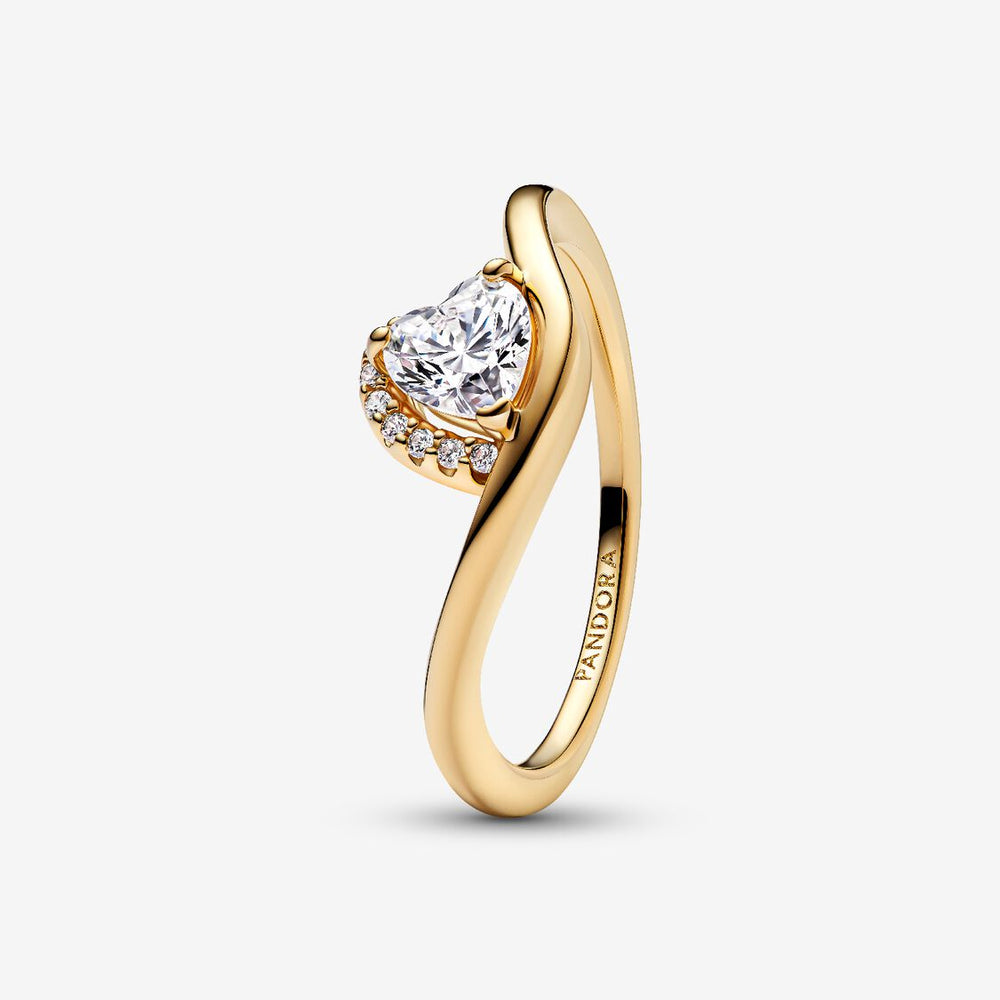 Anello Pandora Onda con Cuore Luminoso 163660C01