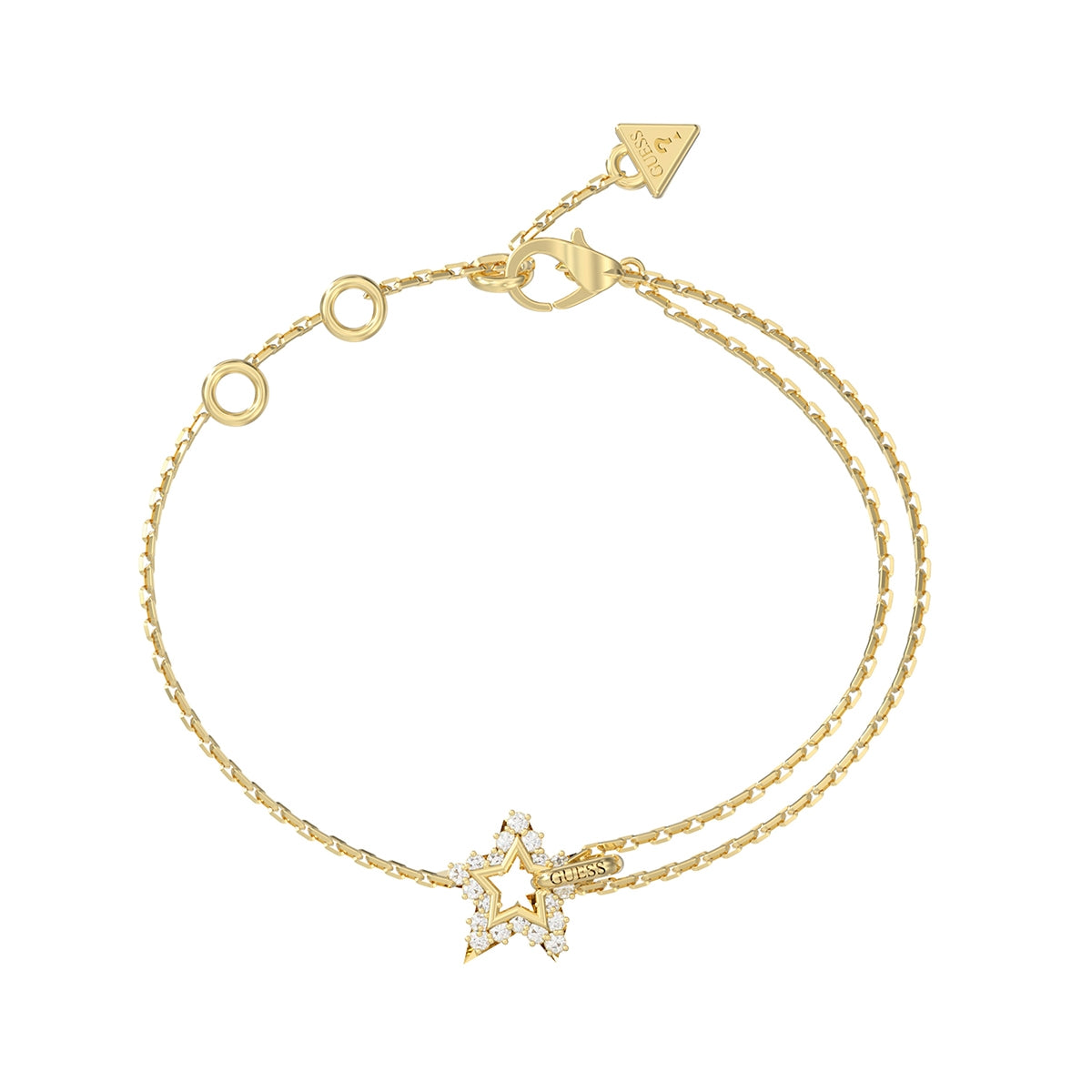 Bracciale Catena Logo Tondo Cristalli Guess Oro Giallo JUBB05538JWYGS