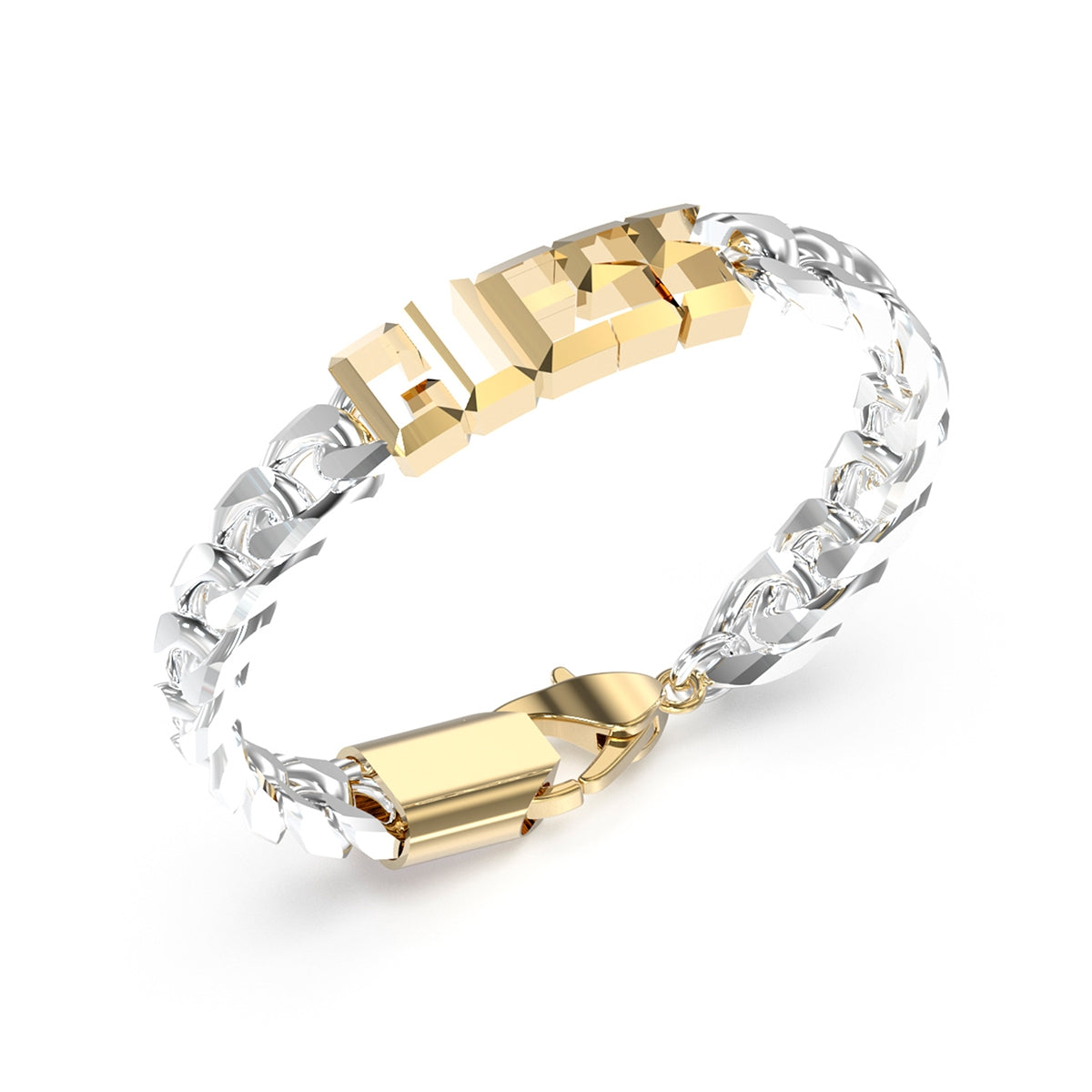 Bracciale Uomo Perline Testa di Leone Guess Oro Giallo JUXB03205JWYGSTS (Taglia S)