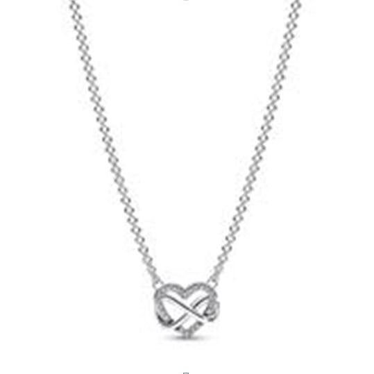 Collana Catena Snodata Cuore Pavé Pandora Argento 925 Lunghezza 50 cm 392666C01-50