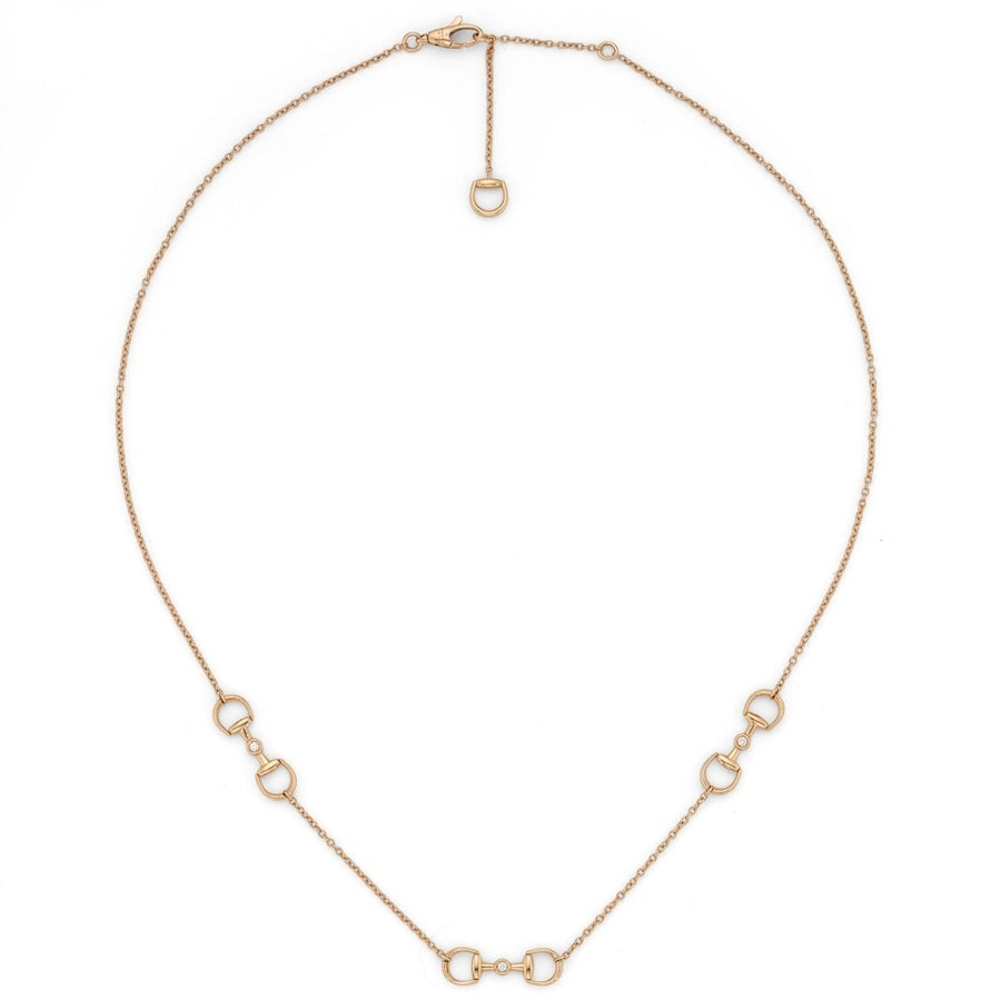 Collana Gucci Horsebit YBB837596001 oro rosa e diamanti