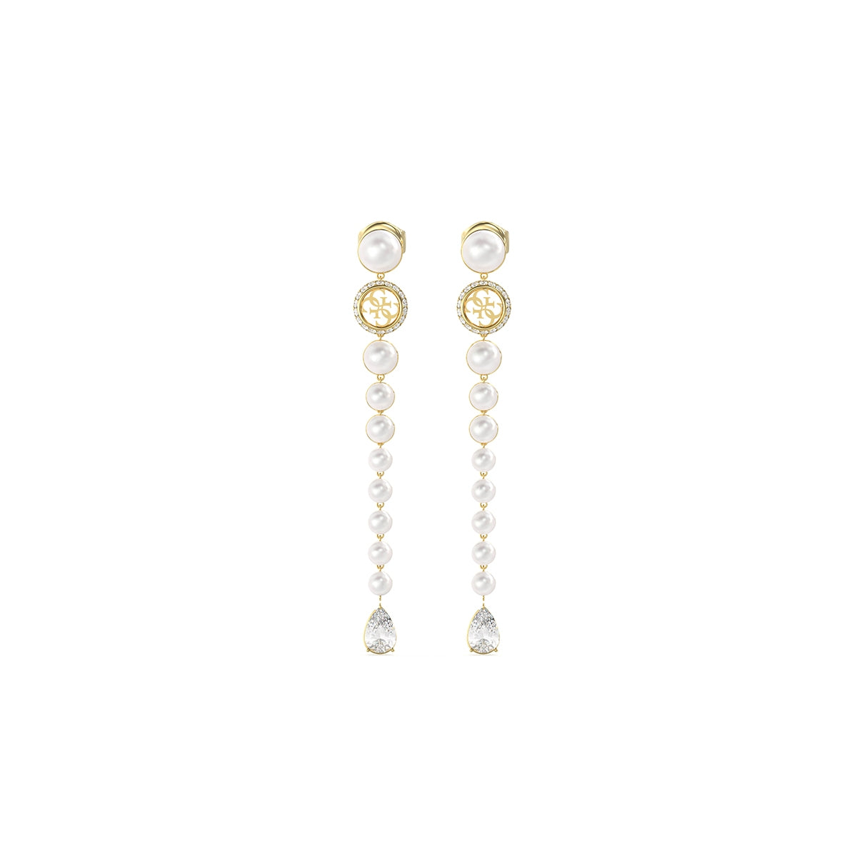 Orecchini Pendenti Logo Tondo Guess Oro Giallo JUBE05578JWYGT-U (Coppia)