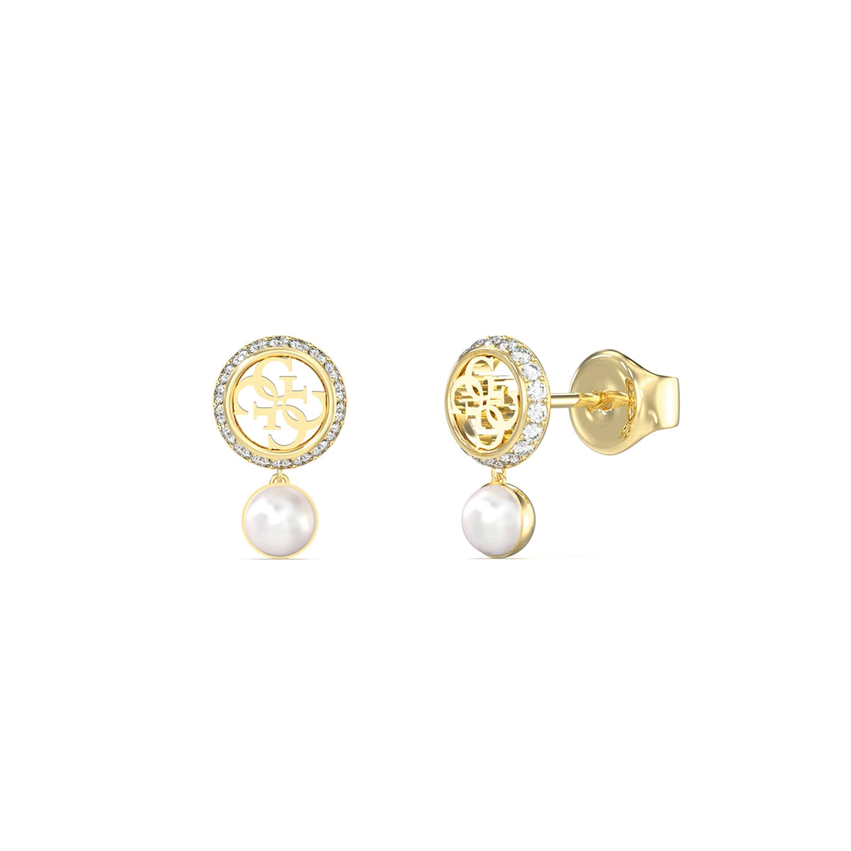 Orecchini a Cerchio Rigidi Logo Cristalli Guess Oro Giallo JUBE05517JWYGT-U (Coppia)