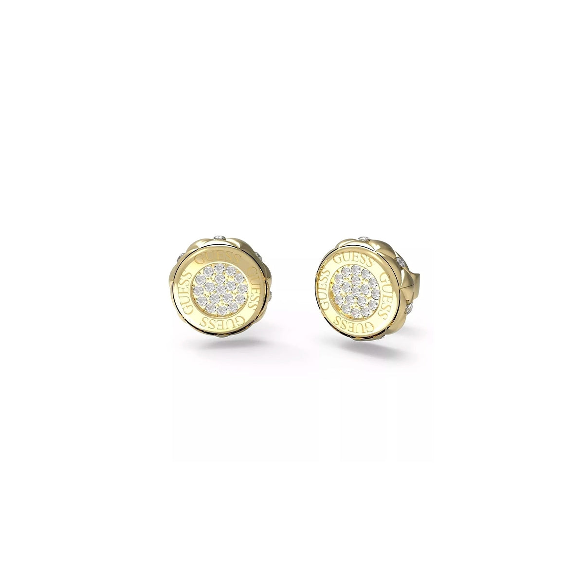 Orecchini a Lobo Logo Tondo Guess Oro Giallo JUBE04595JWYGT-U (Coppia)