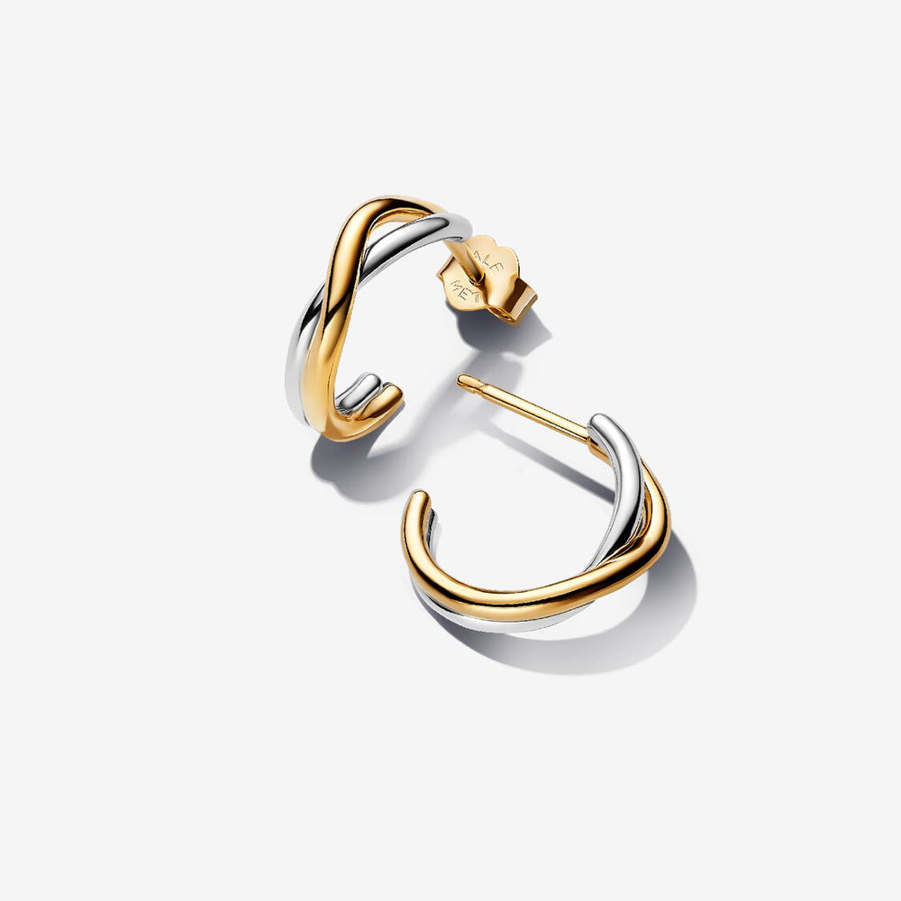 Orecchini Cerchi Aperti Fascia Intrecciata Bicolore Pandora 263880C00