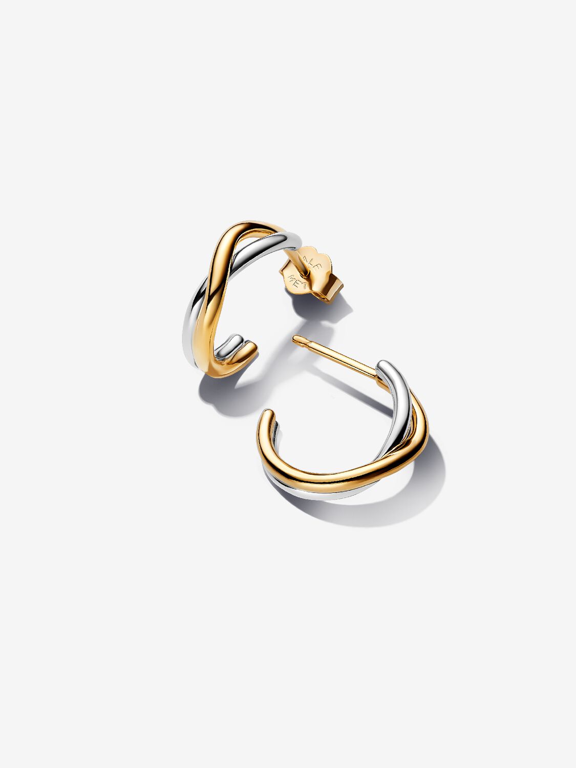 Orecchini Cerchi Aperti Fascia Intrecciata Bicolore Pandora 263880C00