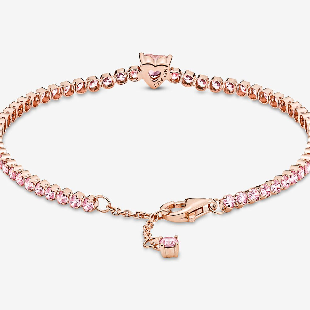 
                  
                    Pandora Bracciale Tennis Rosa con Cuore in Rilievo 580041C01
                  
                