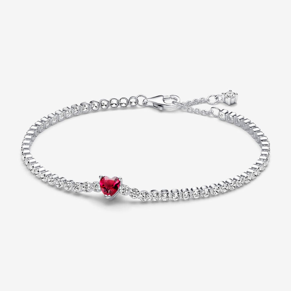 Pandora Bracciale Tennis con Cuore Rosso 590041C02