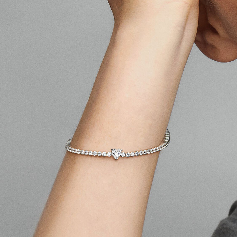 Pandora Bracciale Tennis con Cuore in rilievo 590041C01