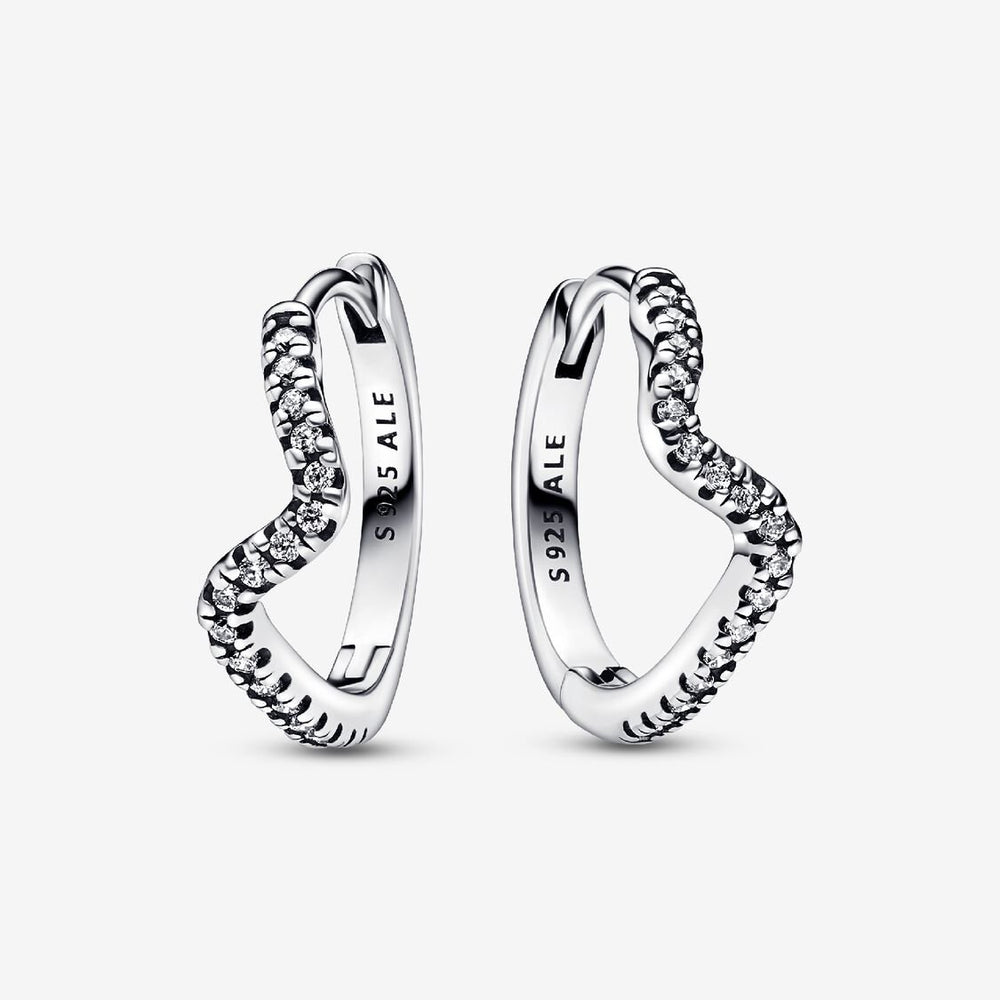 Pandora Orecchini Cerchi Onde Pietre Luminose 292545C01