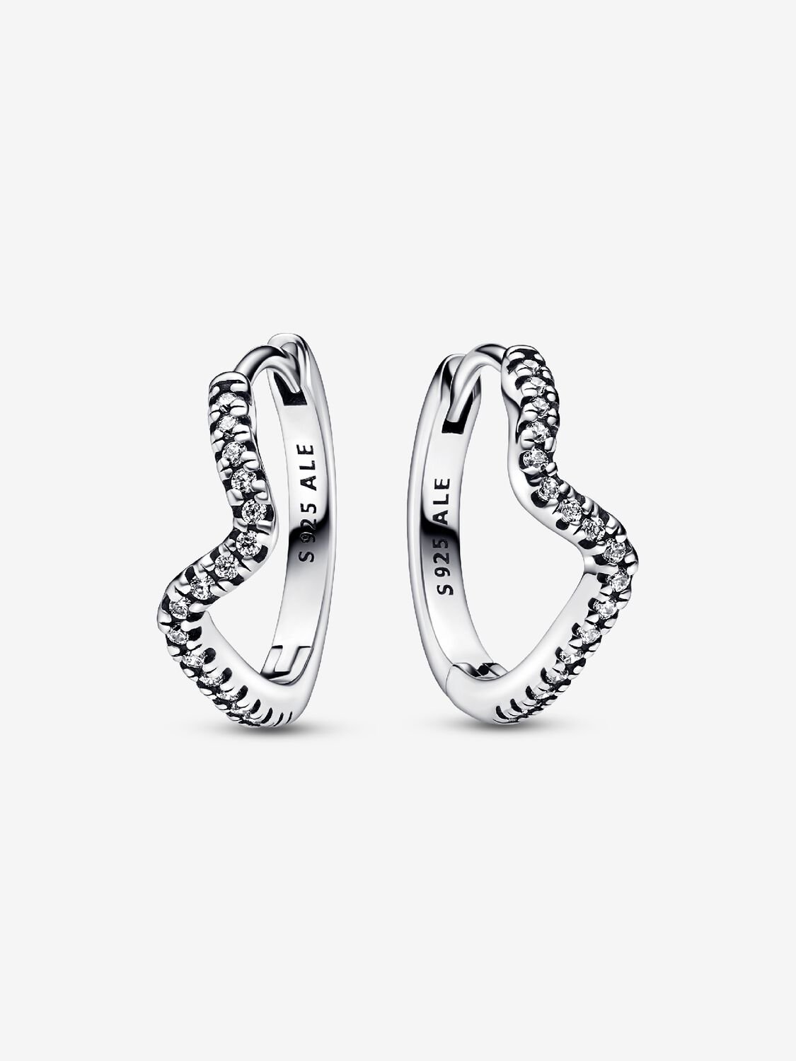 Pandora Orecchini Cerchi Onde Pietre Luminose 292545C01